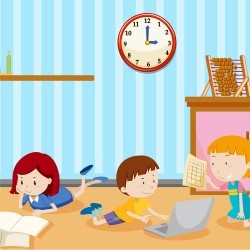 Kids learning at home vector