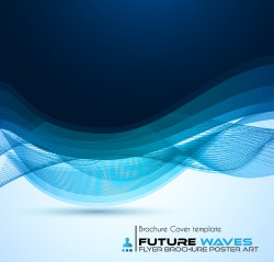 Abtract wave flyer with brochure cover template vector 02