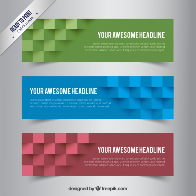 Banners with abstract cubes  Vector | Free Download