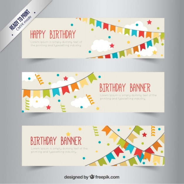 Birthday banners with bunting Vector | Free Download