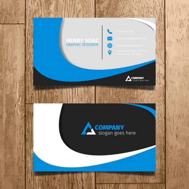 Blue Minimal Business Card  Vector | Free Download
