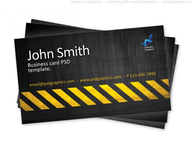 Business card template, construction hazard stripes theme  PSD file | Free Download