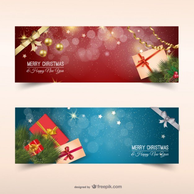 Christmas banners with presents  Vector | Free Download