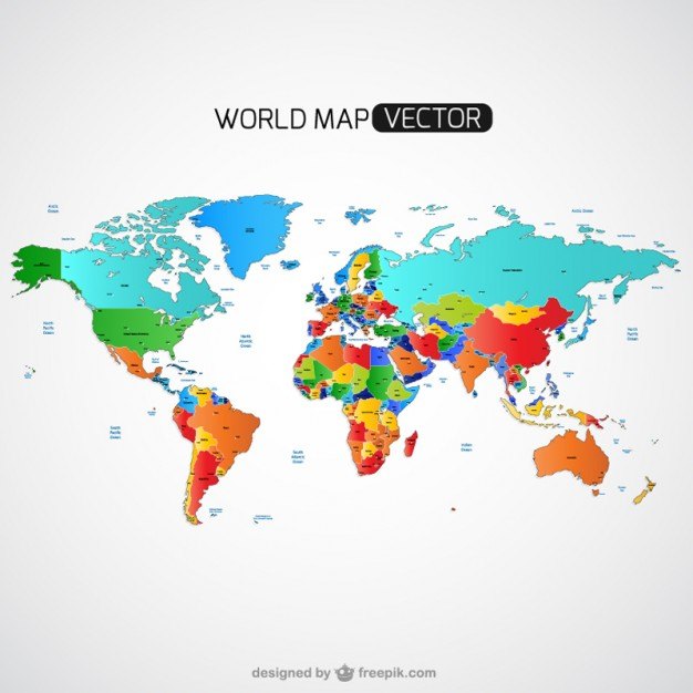 Colorful world map vector  Vector | Free Download