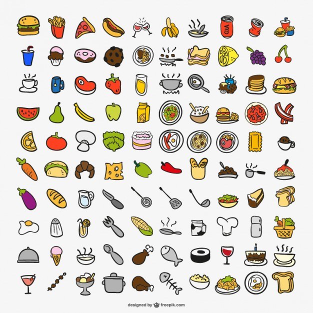 Drawing cooking color icons  Vector | Free Download