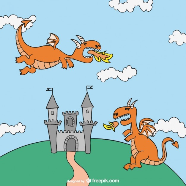 Fairy tales dragons cartoon