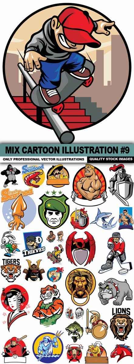 Mix Cartoon Illustration #9 – 50 Vector