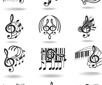 Notes, music staff and treble clef vector free download