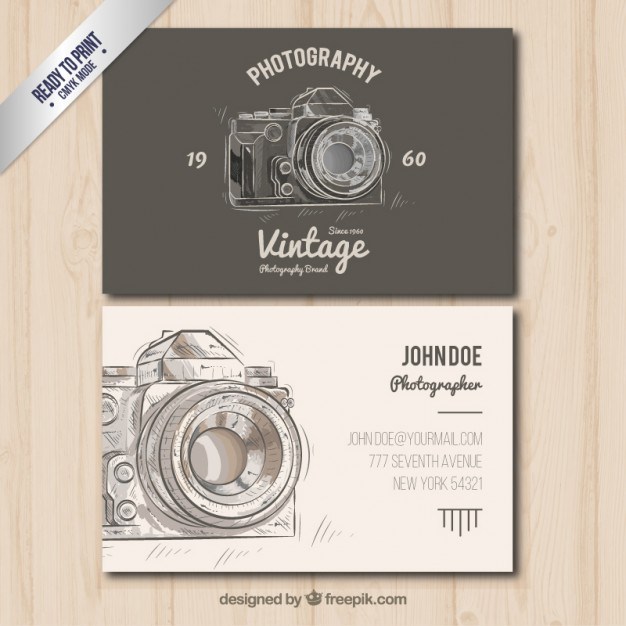 Photographer business card in vintage style  Vector | Free Download