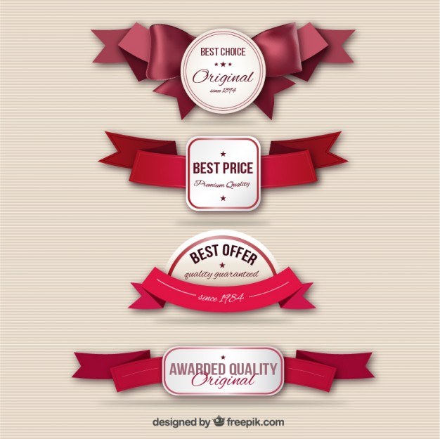 Quality labels with ribbons  Vector | Free Download