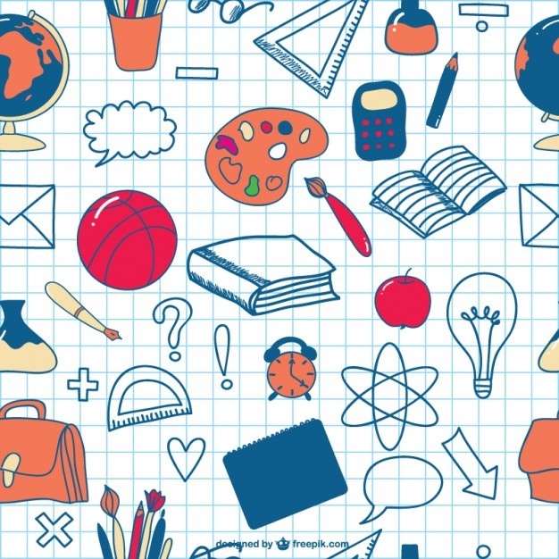 School doodles seamless icons background