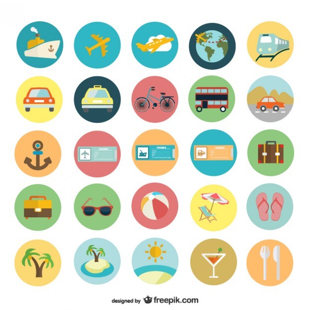 Summer holiday flat icons  Vector | Free Download