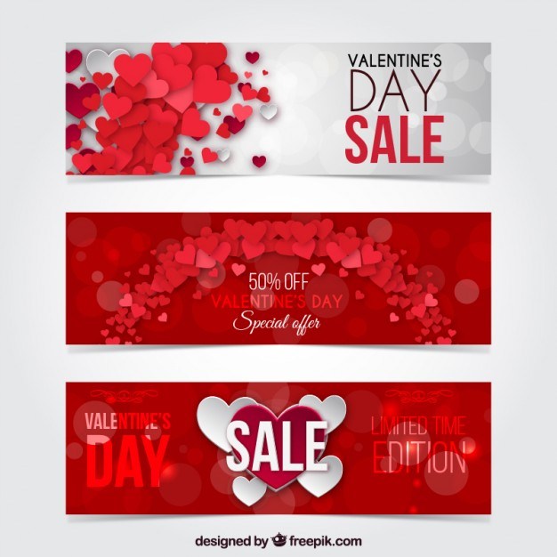 Valentine day discount banners pack Vector | Free Download