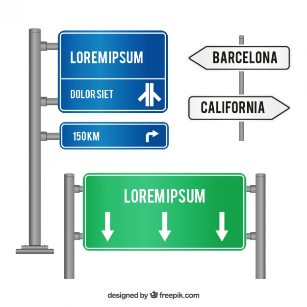 Variety of road signs  Vector | Free Download