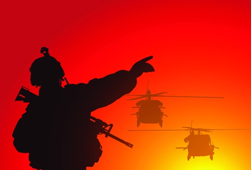 Vector soldiers silhouetter set 09