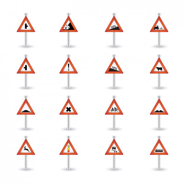 Warning Road Sings Collection  Vector | Free Download