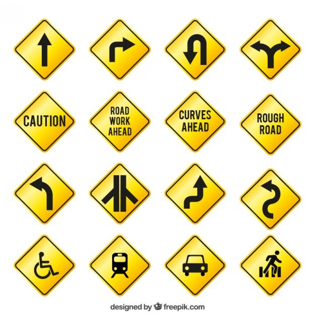 Yellow traffic signs  Vector | Free Download