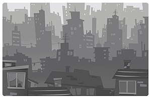City silhouette vector cartoon-style material