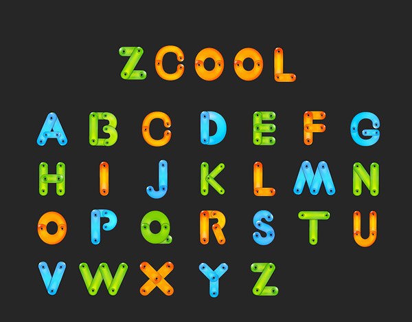 Color Cartoon alphabet vector material