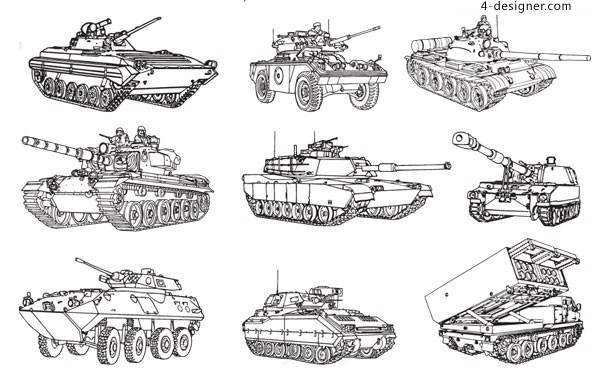 Tanks and soldiers vector material
