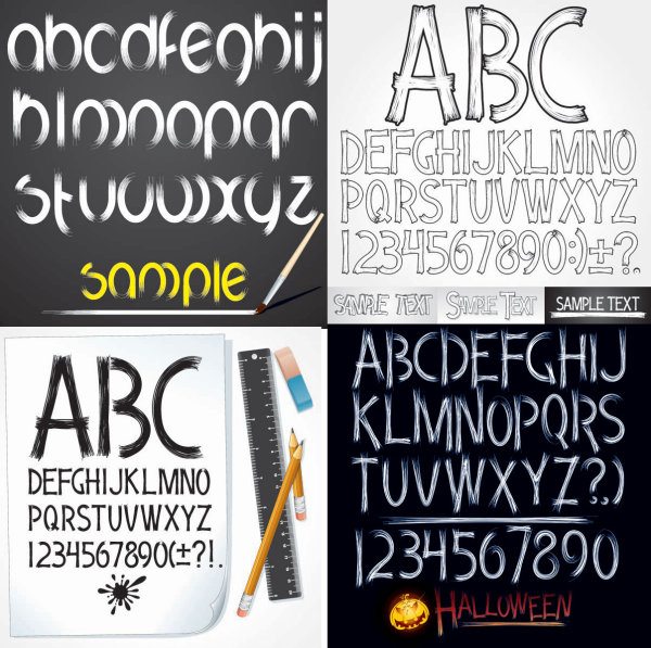 Hand-painted letters of the alphabet