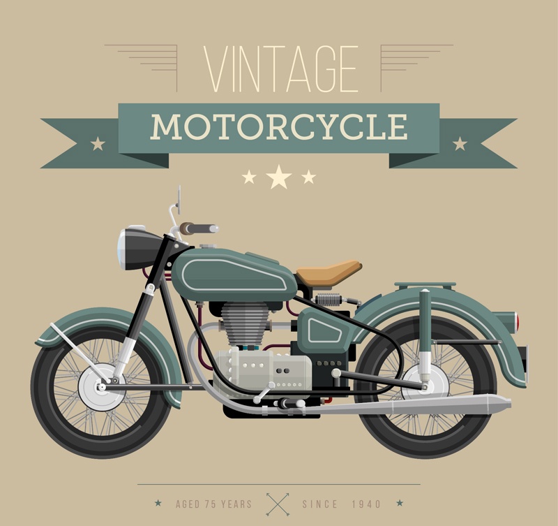 Retro fashion motorcycle posters vector material.