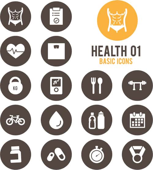 Round health icons vector set 01
