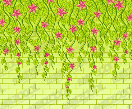 Vector flowers on the wall material