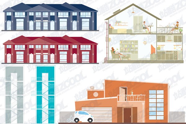 4, vector illustrations simple building material