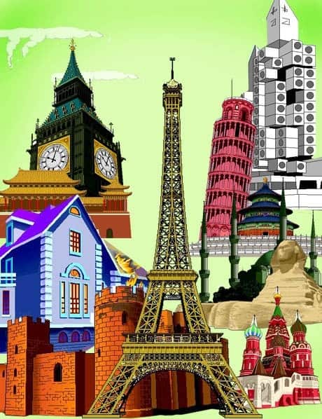 the famous city building vector material States