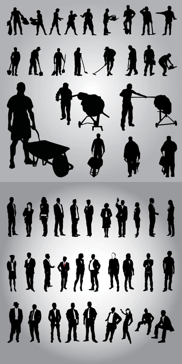 business people and workers silhouette
