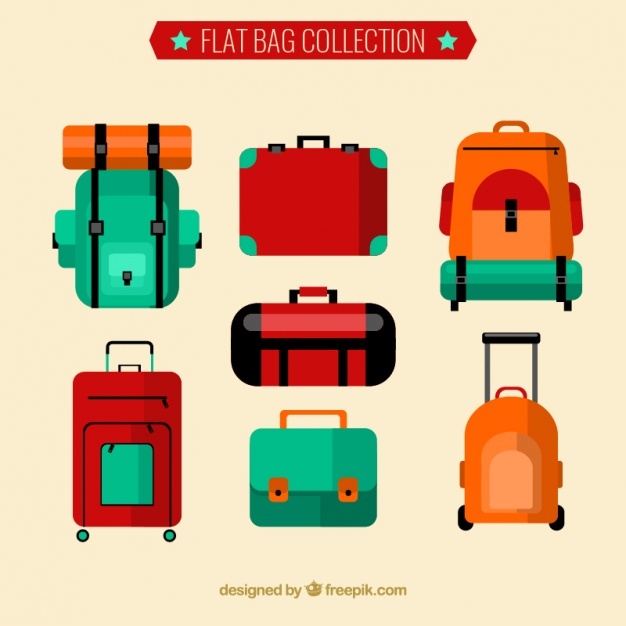 Flat collection of backpacks and suitcases Vector | Free Download