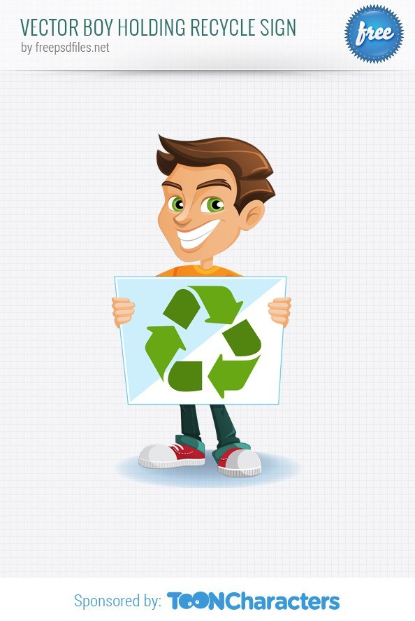 Vector Boy Holding Recycle Sign – Vector Characters
