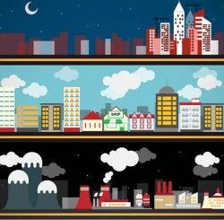 City building banner vector pictures