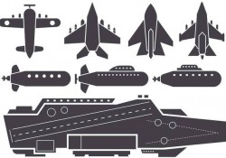 Free Silhouette Aircraft Carrier And Jet Aircraft Vector