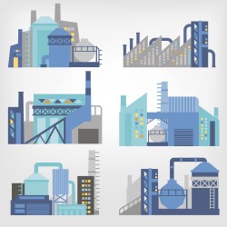 Vector illustration of a modern industrial building