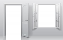 White doors with window vector template