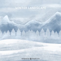 Winter white watercolor landscape background
