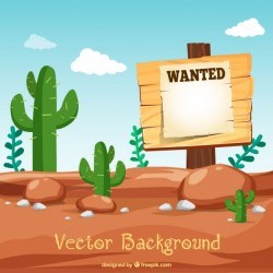 Desert background with wanted poster