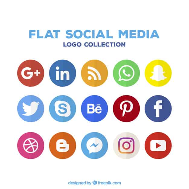 Variety of social media colored icons
