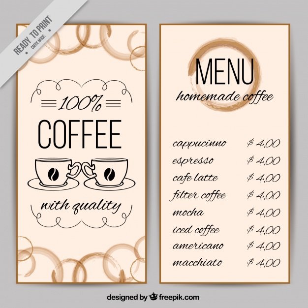 Coffee shop menu template