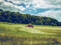 Download Wallpaper 1600×1200 Tractor, Field, Grass, Agriculture 1600×1200 HD Background