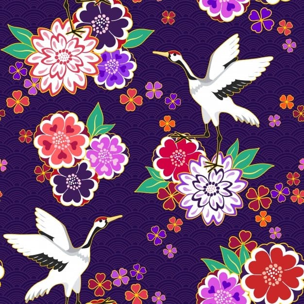 Floral pattern with gooses