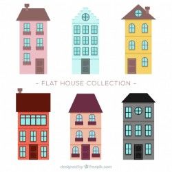 Nice buildings with windows in flat design