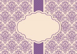 Beautiful Purple Damask Card Vector