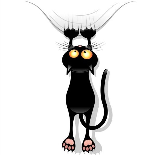 Black cartoon cat with claw trace vector 02