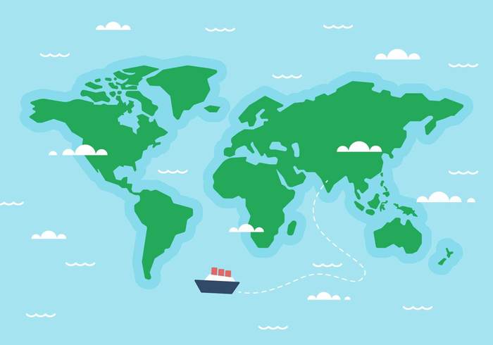 Free World Map Ship Vector