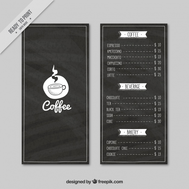 Retro cafe menu