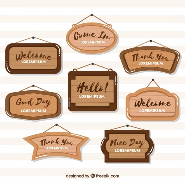 Variety of wooden signs in flat design