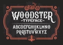 Vector illustration of a vintage font, the Latin alphabet in a retro frame with a custom motorcycle
